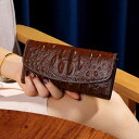 長財布 レザー ロングウォレット クラッチバッグ クロコダイル柄 ユニセックス 大きめ 横型 スマホ収納 大容量 メンズ レディース エレガント 高級感 ジッパ...
