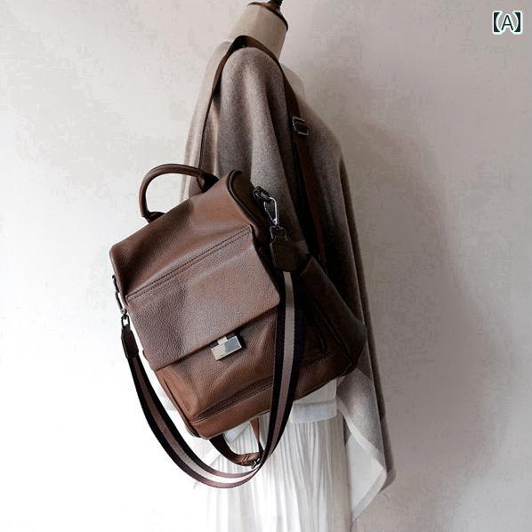 楽天ラ・グラーヌレディース バック ショルダー リュック バックパック ハンドル ショルダーストラップ 牛革 ソフトレザー 韓国スタイル 長方形 高級感 丈夫 軽量 カジュアル 多機能 大容量収納