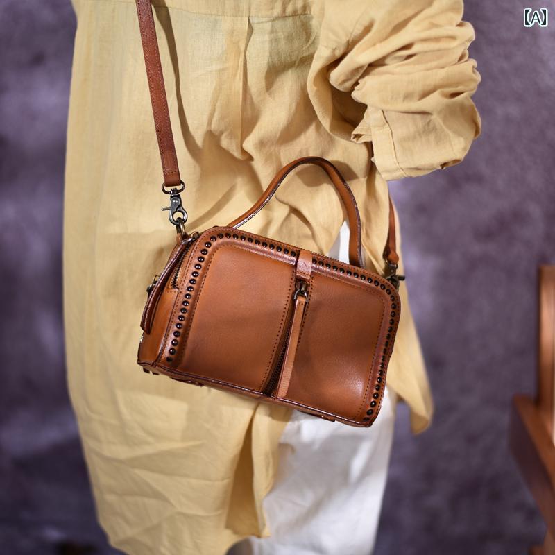 ハンドバッグ 2way レトロ 革製品 カジュアル クロスボディバッグ 第一層牛革 レザー レディース ファッション エレガント ビンテージ おしゃれ 個性的