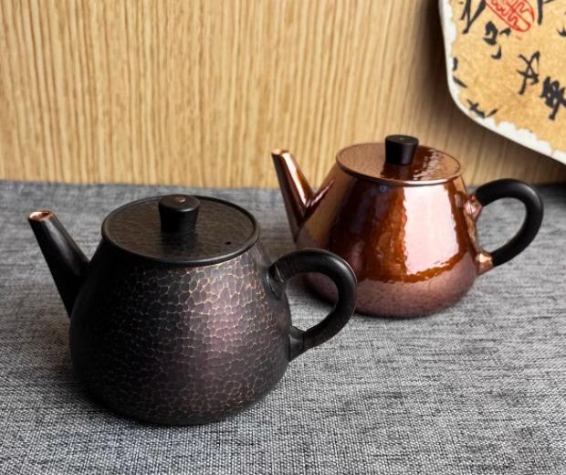 急須 茶瓶 銅 ティーポット 180ml フィルター付き カンフー 茶 高級感 ギフト ブロンズ エレガント チャイナ風