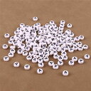 ビーズ 手芸 アクセサリー 材料 アクリル キッズ おもちゃ 知育 白背景プラス黒文字 ビーズ 4×7ミリメートル 英字 フラット ラウンド ルース DIY ジュエリー ブレスレット