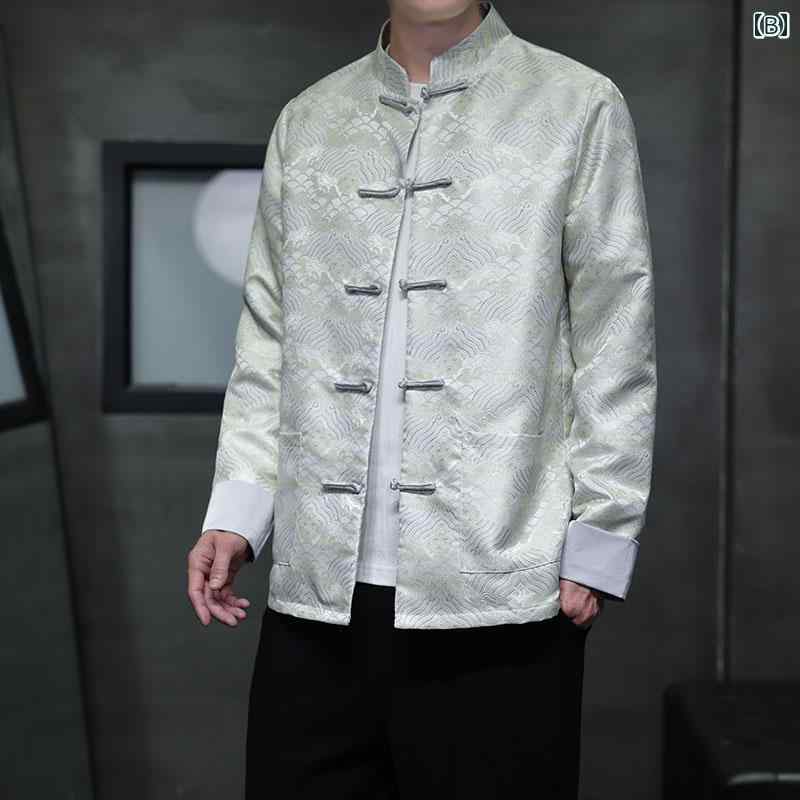 メンズ　メンズファッション　　 中華風 半袖 シャツ 夏 レトロ 質感