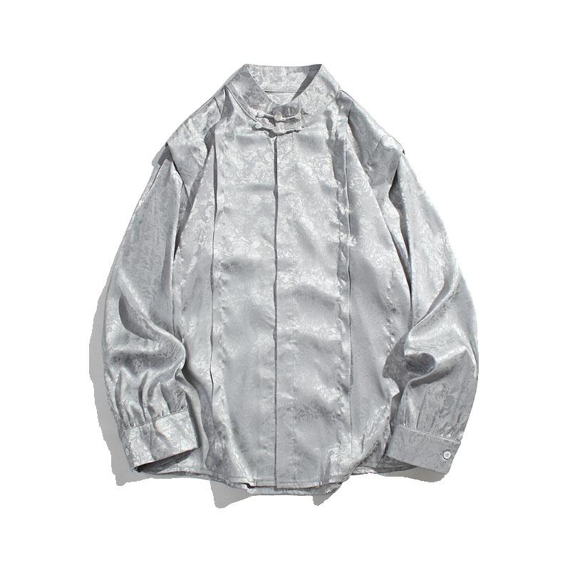 メンズ チャイナ風 伝統 トップス 冷感 おしゃれ エレガント 春 通気性 薄手 長袖 花 デザイン 高級感 オーバーサイズ ファッション