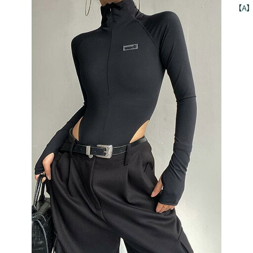 レディース ファッション ジャンプスーツ 露出 ウエスト 袖 フィンガー ファッショナブル 上品 ストレッチ トップス 女性用 ブラック レディース ファッション ジャンプスーツ 露出 ウエスト 袖 フィンガー ファッショナブル 上品 ストレッチ トップス 女性用 ブラック