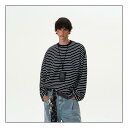 Tシャツ トップス ストライプ 長袖 アメカジ ユニセックス ペアルック ゆったり カジュアル デイリーユース レジャー リゾート 休日 メンズ レディース