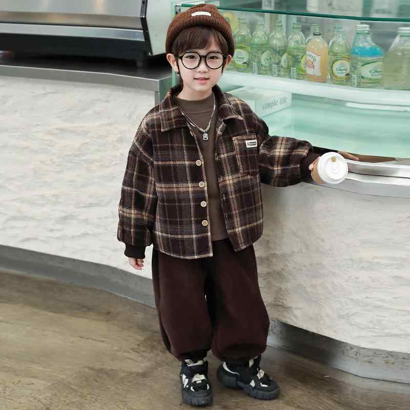 ジャケット インナーシャツ パンツ ズボン キッズ 子供 おしゃれ ファッション 男の子 秋冬 韓国 チェ..