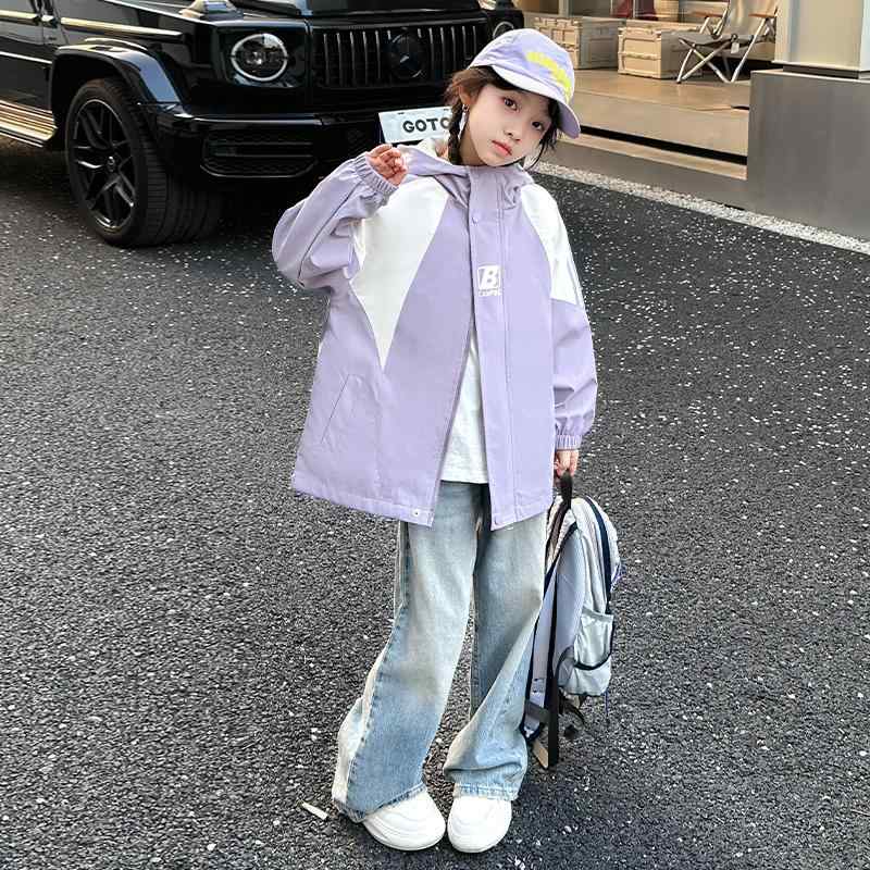 ジャケット コート アウター キッズ 子供 おしゃれ ファッション 女の子 春秋 トップス ウインドブレーカー カジュアル フード付き スタイリッシュ アウトドア