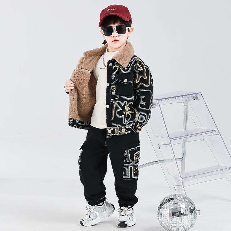 ジャケット パンツ セットアップ キッズ 子供 おしゃれ ファッション 男の子 フリース スーツ 秋冬 厚手 デニム 赤ちゃん用品 2点セット カジュアル 防寒