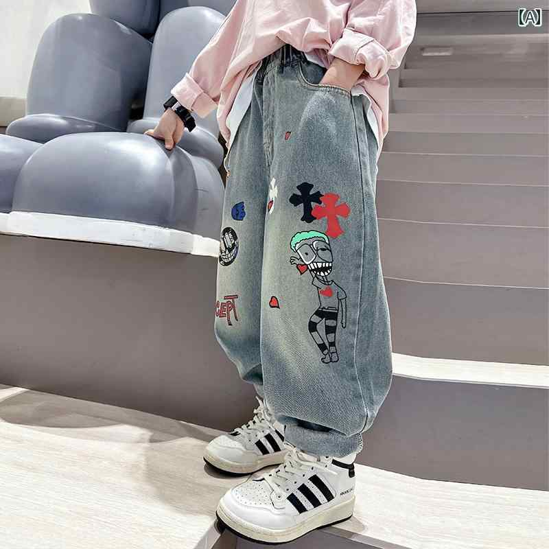 男の子 ボーイズファッション 子供用 パンツ ズボン ボトムス 春秋 ジーンズ デニム カジュアル おしゃれ ストリート 動きやすい オシャレ 韓国スタイル