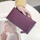 革 長財布 女性 薄型 韓国 シンプル カジュアル ジッパー ウォレット スマートフォン収納 ソフト レザー スリムデザイン