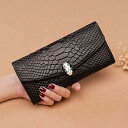 長財布 レディース ロング スタイル クロコダイル柄 ファッショナブル 女性 蛇 カード ホルダー 上品 モバイル収納