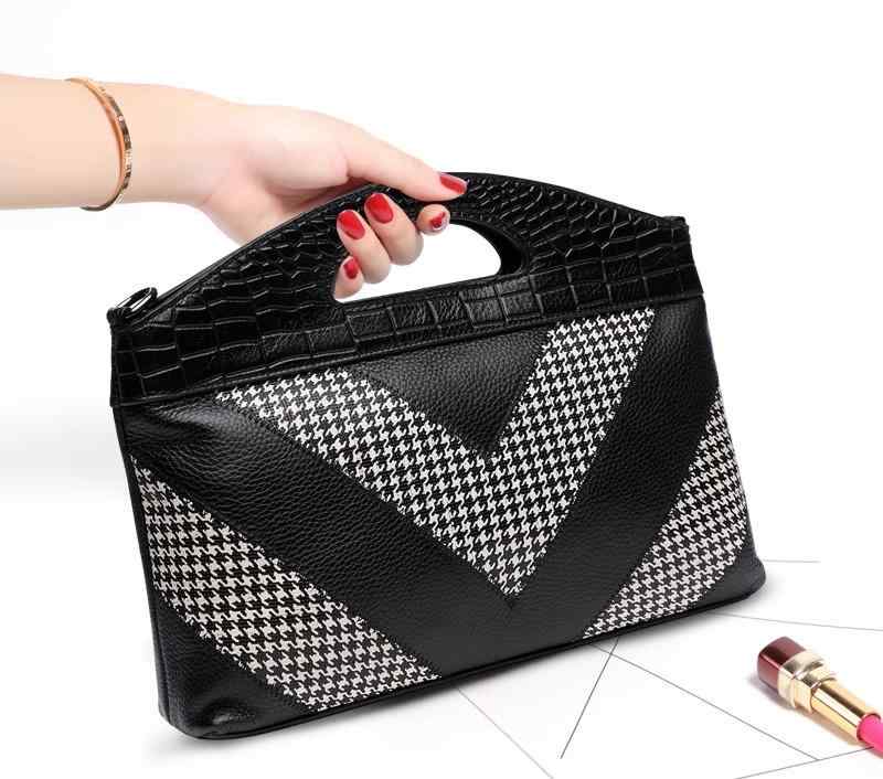 ハンドバッグ 千鳥格子 牛革 エレガント 手持ち型 小型バッグ レディース ソフト 大容量 クラッチバッグ 高品質 カジュアル レディースバッグ 高級感