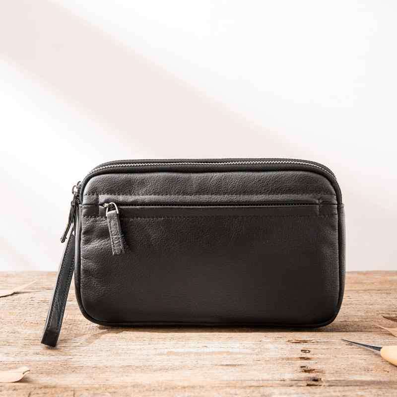 ポーチ メンズ 革 ビジネス カジュアル クラッチバッグ ソフトレザー 収納力 ブラック シンプル コンパ..