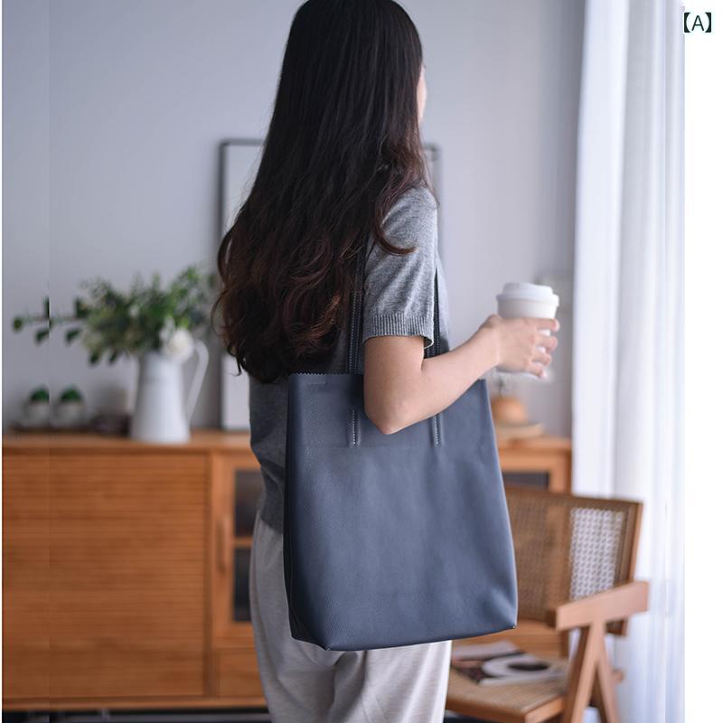 トートバッグ 普段使い 2way レザー カジュアル タンニン なめし 牛革 シンプル 万能 職場 革 ショルダー 通勤 ショッピング 大きめ レディース