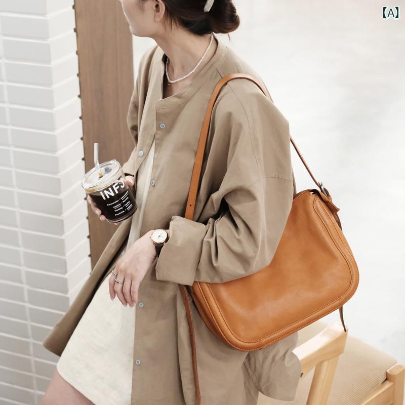 ショルダーバッグ レザー カジュアル 普段使い レトロ 通勤 革 バッグ クロスボディバッグ 大容量 ヴィンテージ感 ソフトレザー カジュアル ユニセックス(4)