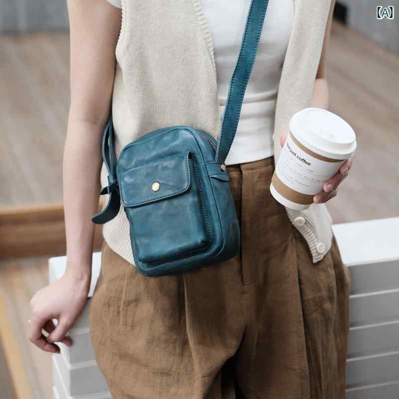 ショルダーバッグ レザー カジュアル 普段使い スマートフォン用 小さい 夏 バッグ スマートフォンバッグ レディース クロスボディ 植物 軽量 タンニン なめし 牛革