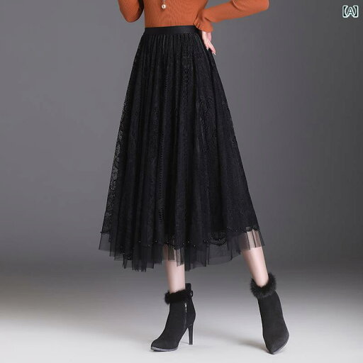 スカート レディース 春秋 シースルー レース ミモレ丈 フレア ハイウエスト アンブレラ カジュアル 婦人服 ボヘミアン アンバランス エレガント スカート レディース 春秋 シースルー レース ミモレ丈 フレア ハイウエスト アンブレラ カジュアル 婦人服 ボヘミアン アンバランス エレガント