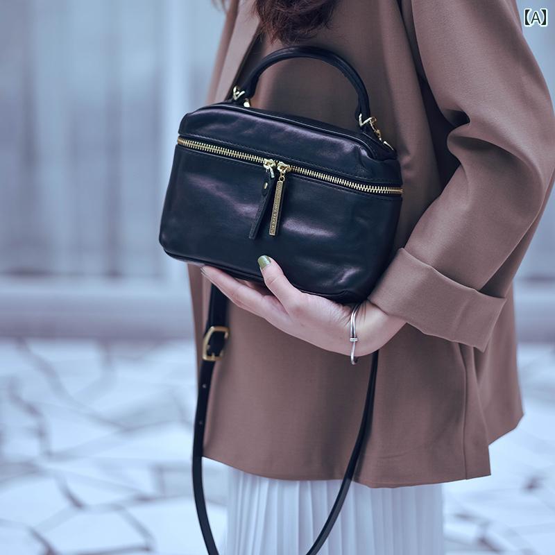 ショルダーバッグ 普段使い レトロ ミニ スクエアバッグ 水染め 植物 タンニン なめし 牛革 ハンドバッグ 万能 クロス オシャレ ボディバッグ 革 レディースバッグ