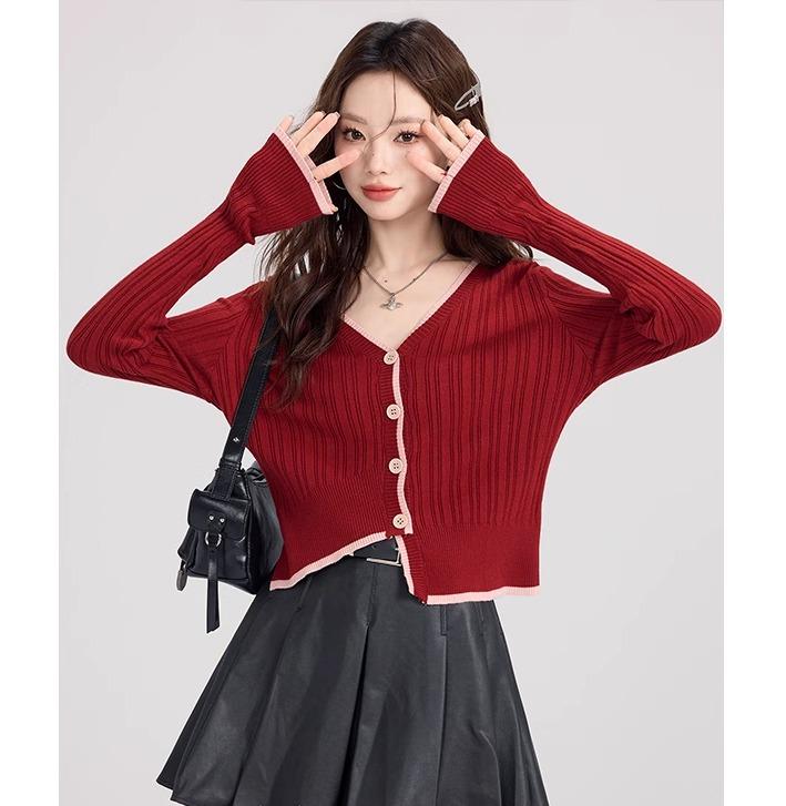 女性用 ブラック PU レザー プリーツ スカート 秋 Aライン トップス カーディガン フェミニン スタイリッシュ