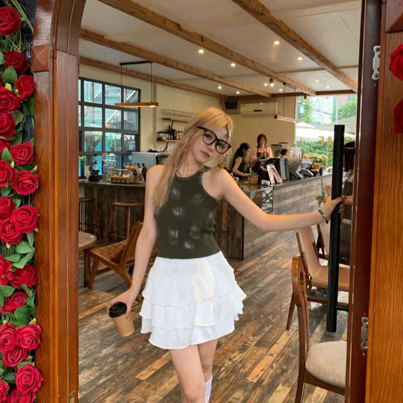 キャミソール ノースリーブ ニットキャミソール 夏 タイトフィット スリム モダン セクシー 魅惑的 お..