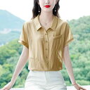 レディース シャツ ブラウス 夏 マザーズ 女性 韓国 カジュアル 綿 リネン ティー 半袖 ポロ襟 プルオーバー 通勤 オフィス 薄手 軽量 柔らかい ゆったり トップス 通気性 スリム フィット