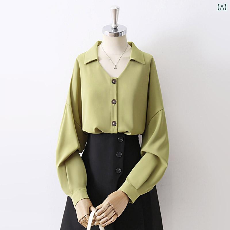 トップス　オリーブグリーン ラインリーフエンブロイダリー キャップスリーブブラウス