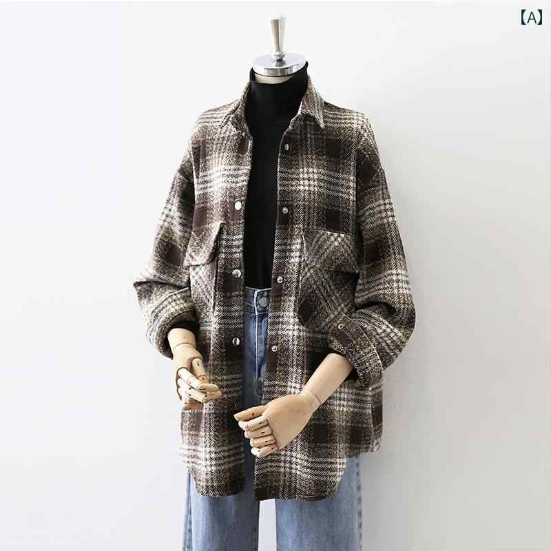長袖 トップス チェック柄 ツイード調 上品 大人 楽天市場】チェックシャツ(素材(生地・毛糸)ツイード