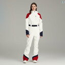 ジャンプスーツ つなぎ スノーボード オールインワン レディース ウエストベルト 長袖 ジッパー ポケット フード付き アクティブ 防水 静電気防止 保温性 通...