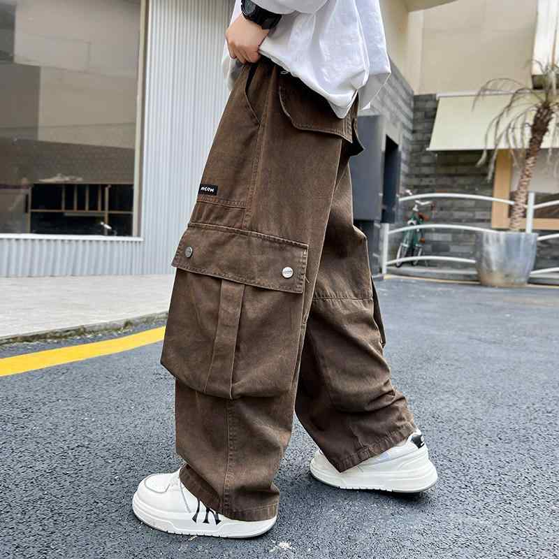 カーゴパンツ 男の子 防寒 おしゃれ 秋冬 ストリートファッション 子供 かっこいい ワイドパンツ ゆったり 厚手 スタイリッシュ 中学生 ユニセックス