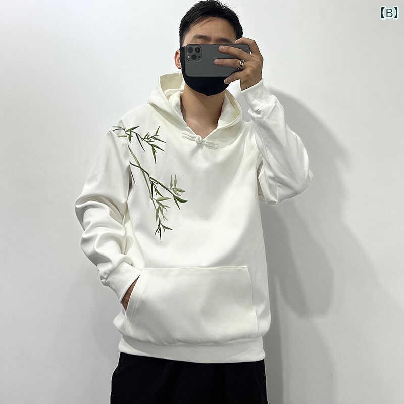 メンズ トップス 秋 ダークファッション 刺繍 フード付き スウェット シャツ ファッション ストリート ヒップホップ カジュアル