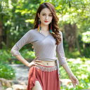 ベリーダンス トップス 練習服 ミッド 長袖 魅惑的 オリエンタル ダンス モーダル 綿 ウエスト カバー トップス レディース