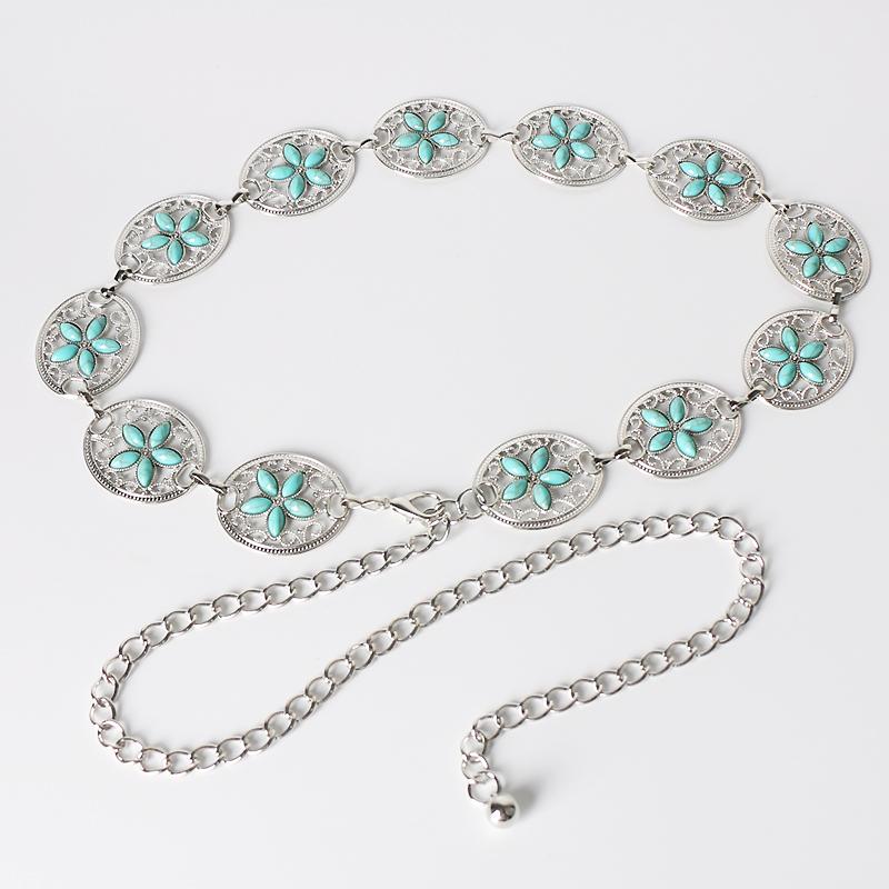 ウエスト チェーン ベルト レディース おしゃれ メタル レディース スカート レトロ ファッション 花 装飾 ベルト ドレス アクセサリー