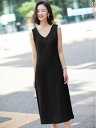 ワンピース きれいめ 上品 女性 ラウンドネック ハイウエスト ジッパー OLスタイル レディース Aラインスカート ミモレ丈スカート 袖なしドレス サスペンダー ハイエンド ファッション