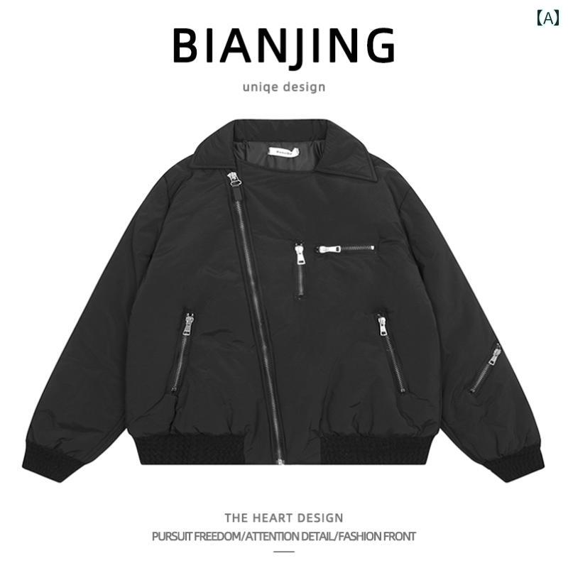 メンズ レディース ファッション トップス ジャケット コート ウェア ジッパー 斜め 長袖 カジュアル 男女兼用 ユニセックス