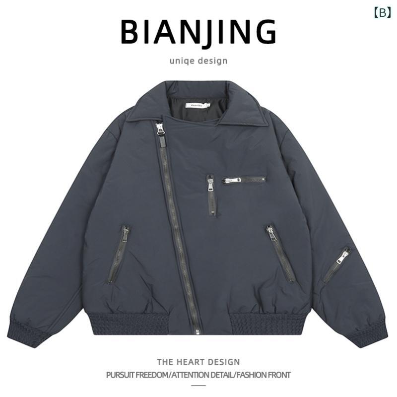 メンズ レディース ファッション トップス ジャケット コート ウェア ジッパー 斜め 長袖 カジュアル 男女兼用 ユニセックス