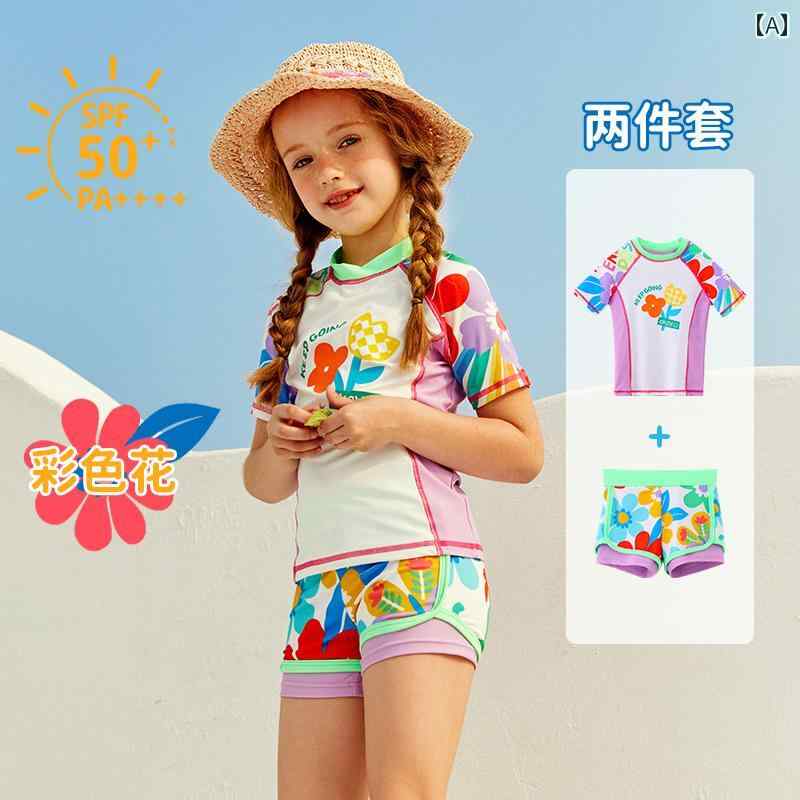 女の子 水着 キッズ 子供用 夏 スイムウェア 半袖セパレート かわいい おしゃれ 着やすい 動きやすい ..
