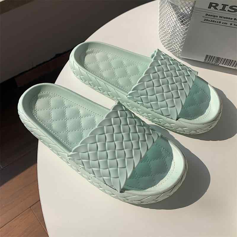 スリッパ 夏 ホーム 滑り止め 防臭 屋内 バス ルーム ソフト ソール スリッパ シンプル 無地 織り パタ..