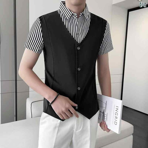 シャツ スタイリッシュ おしゃれ メンズ オフィス ビジネス カジュアル 紳士服 男性用 シャツ トップス 大きいサイズ レトロ ユニーク シンプル 重ね着風 夏 高級感 シャツ スタイリッシュ おしゃれ メンズ オフィス ビジネス カジュアル 紳士服 男性用 シャツ トップス 大きいサイズ レトロ ユニーク シンプル 重ね着風 夏 高級感