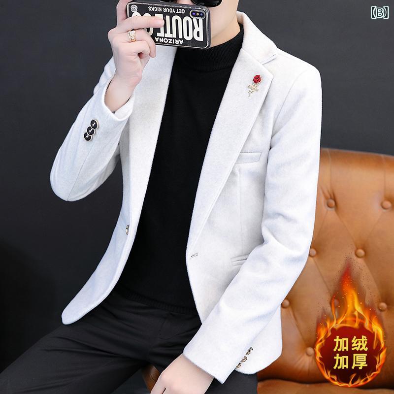 テーラードジャケット おしゃれ カジュアル メンズ ジャケット ウール 長袖 秋冬 スリム スタイリッシュ クール オフィス レジャー 紳士服