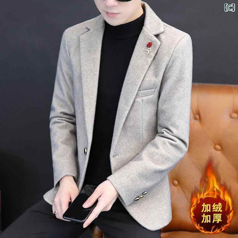 テーラードジャケット おしゃれ カジュアル メンズ ジャケット ウール 長袖 秋冬 スリム スタイリッシュ クール オフィス レジャー 紳士服