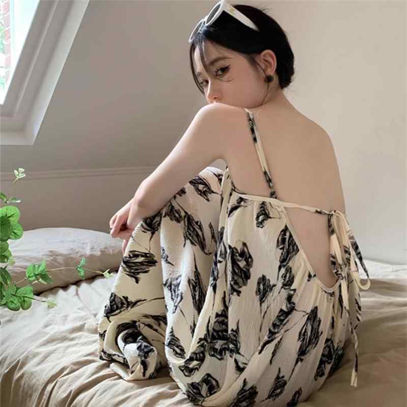 レディース パジャマ ナイトウェア サスペンダー ガウン 夏 綿 ドレス 薄手 魅惑的 キャミソール ワンピース ホームウェア