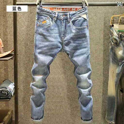 デニムパンツ メンズ ハイエンド ウォッシュ ジーンズ スリム フィット スモール ストレート パンツ ウェビング サマー ストレッチ デニム 夏 デニムパンツ メンズ ハイエンド ウォッシュ ジーンズ スリム フィット スモール ストレート パンツ ウェビング サマー ストレッチ デニム 夏
