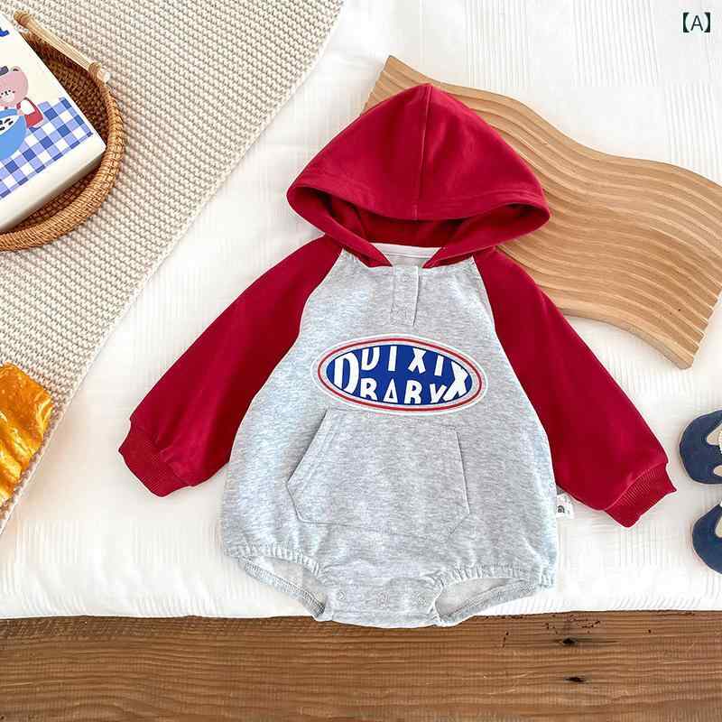 ベビーウェア 幼児服 フード付き 春秋 長袖 新生児 お出かけ 服 カジュアル やさしい肌触り 快適 ロンパース カバーオール 乳児 ロングスリーブ