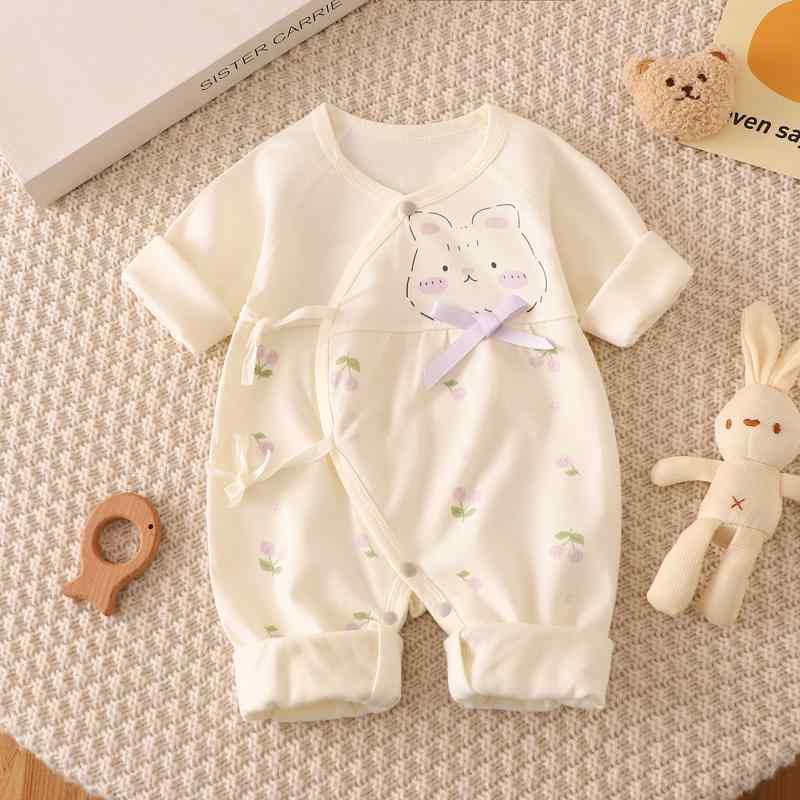カバーオール ベビー ジャンプスーツ 長袖 新生児 綿 春秋 お出かけ 快適 乳児 保育園 かわいい リボン 外出 うさぎ 女の子