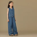 子供服 デニム ベスト ズボン 女の子 夏 2点セット 綿 組み合わせ自由 ワイド パンツ カジュアル