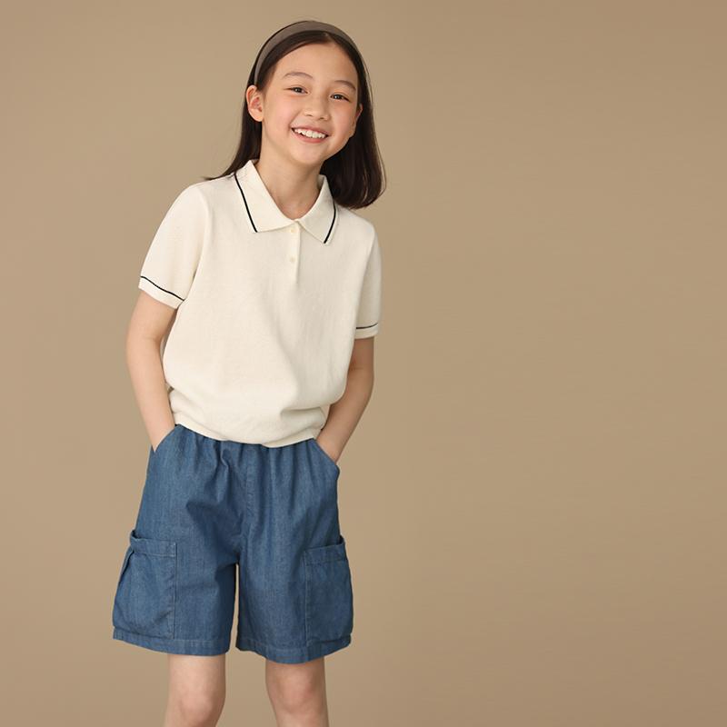 子供服 綿 ニット ポロシャツ 通気性 カジュアル 半袖 Tシャツ 男の子 女の子 夏 薄手 ウール ソフト加工