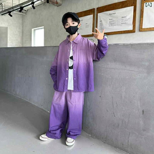 キッズ ウェア 上下セット 男の子 セットアップ シャツ ジャケット パンツ 春秋 ファッション 子供 グラデーション ストリート パープル 韓国 キッズ ウェア 上下セット 男の子 セットアップ シャツ ジャケット パンツ 春秋 ファッション 子供 グラデーション ストリート パープル 韓国