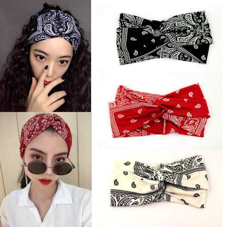 レトロ カシュー 綿 弾性 クロス ヘッド バンド ヘアアクセサリー スポーツ ヘア カバー レディース ワイド スカーフ カチューシャ