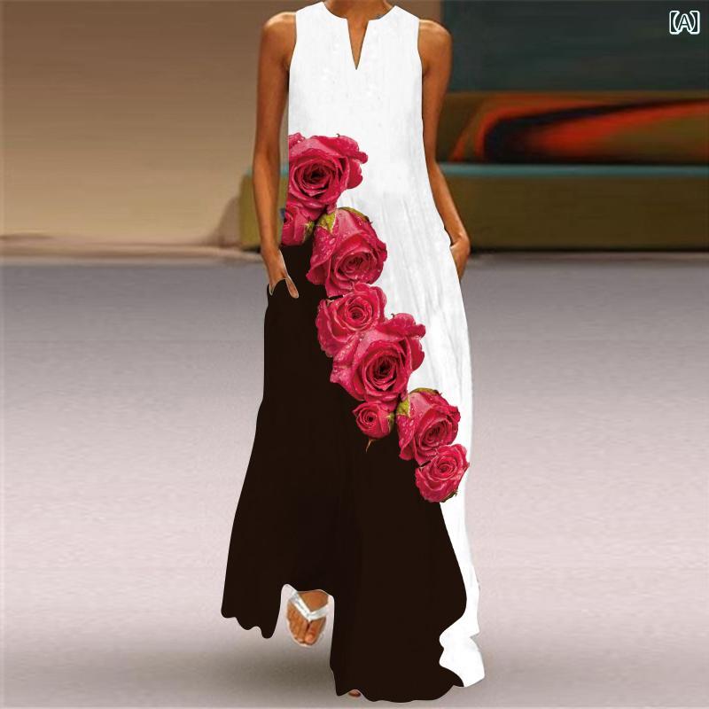 ワンピース アメリカン ファッション レディース 服 大人 きれいめ カジュアル おしゃれ 夏 ノースリーブ 大きいサイズ