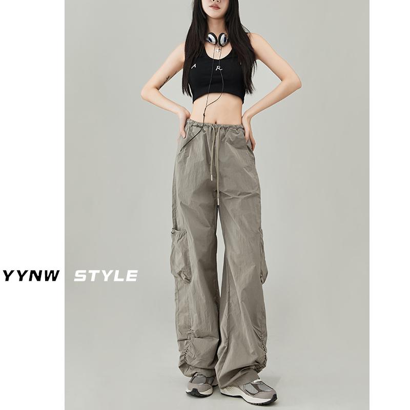 レディース ボトムス アメリカ マルチ ポケット ワークウェア パラトルーパー 夏 レトロ ストリート ワイドレッグ カジュアル スタイリッシュ カッコイイ カーゴ ポケットいっぱい ゴムウエスト 楽ちん リラックス着